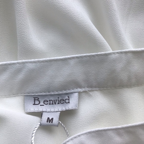 B_Envied white pleated bust tank with cuffed sleeves. NWT - Picture 8 of 10